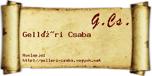 Gelléri Csaba névjegykártya